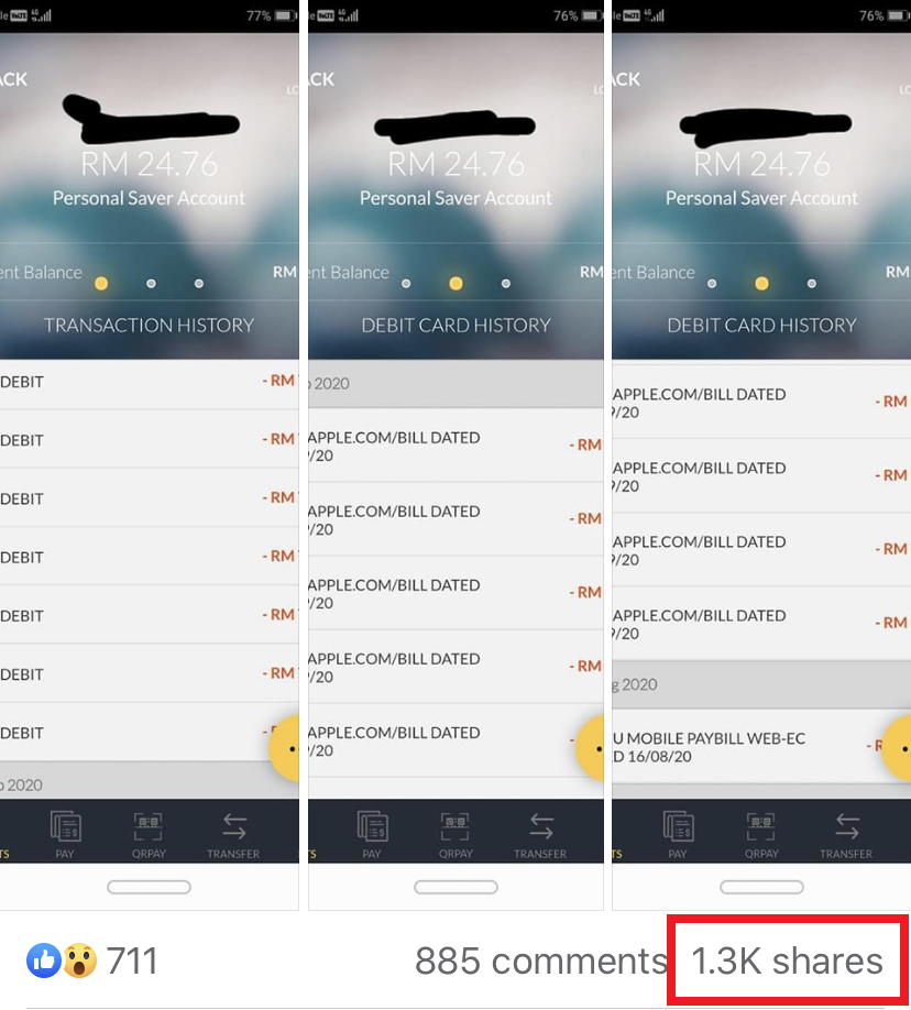 很多人都中招 银行户口的钱 毫无预警被转走 损失多达rm11 000 大马网友这么做 成功拿回所有的钱 Redchili21